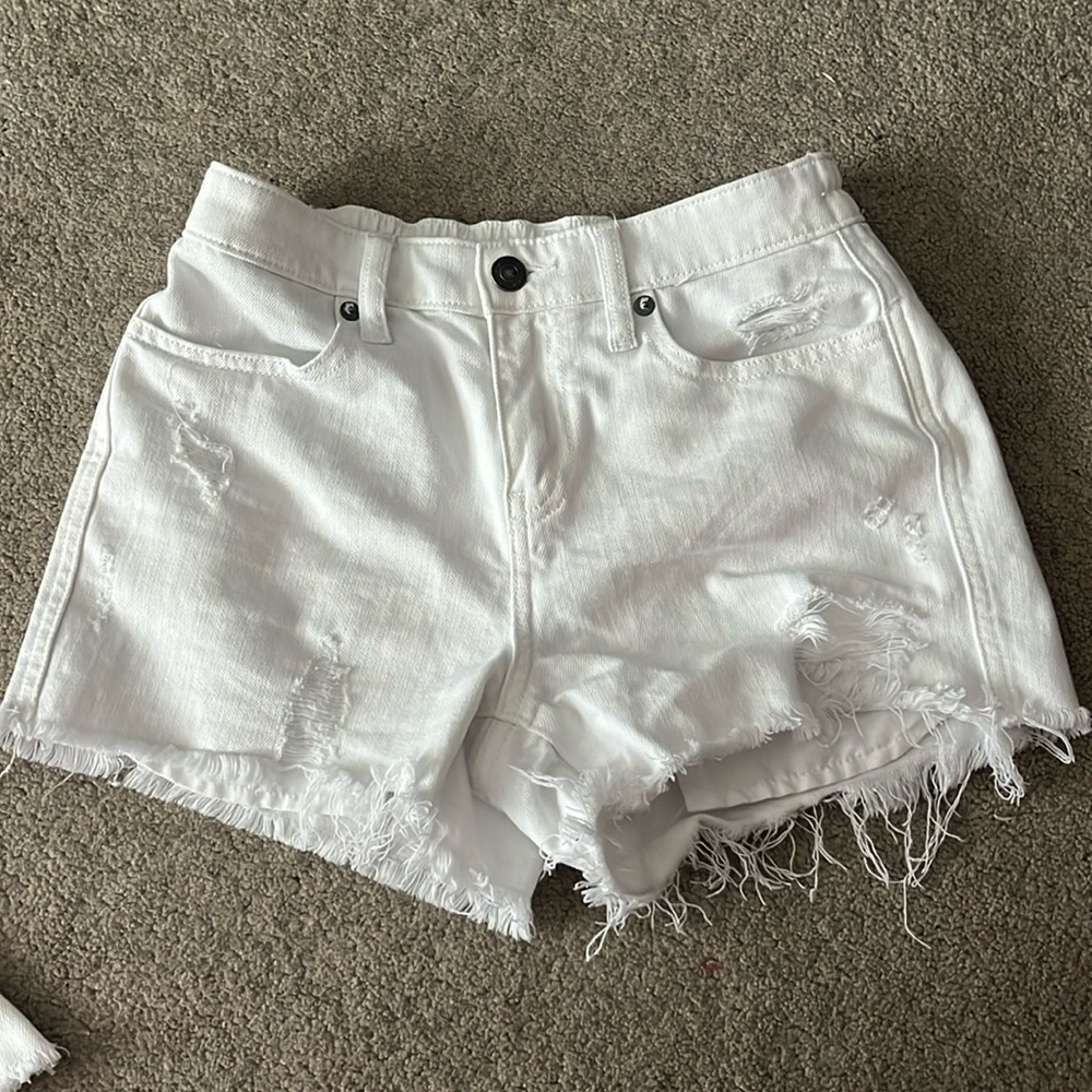 elastic waist aerie jean shorts